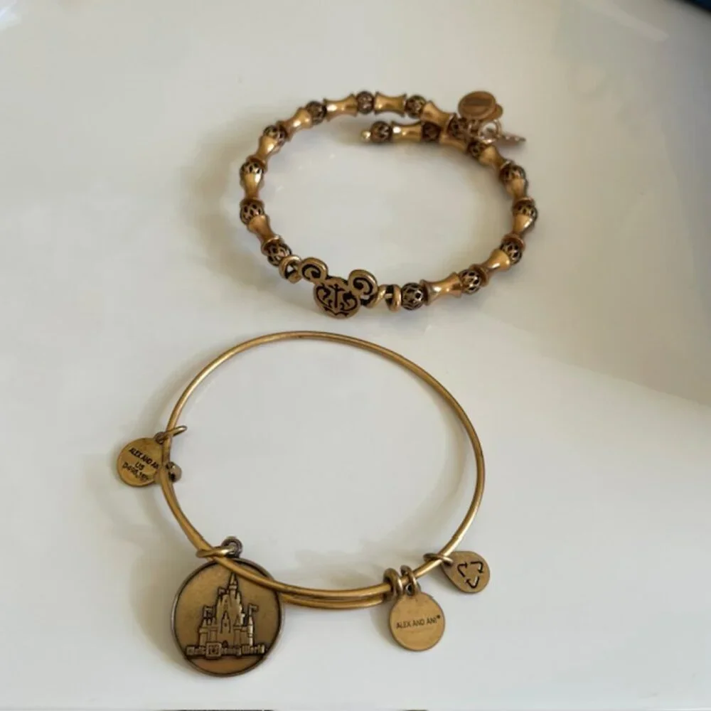Disney World X Alex & Ani Bundle of 2 Goldtone Bracelets